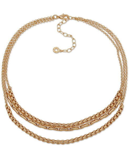 Gold-Tone Chain Link Layered Collar Necklace, 16" + 3" extender