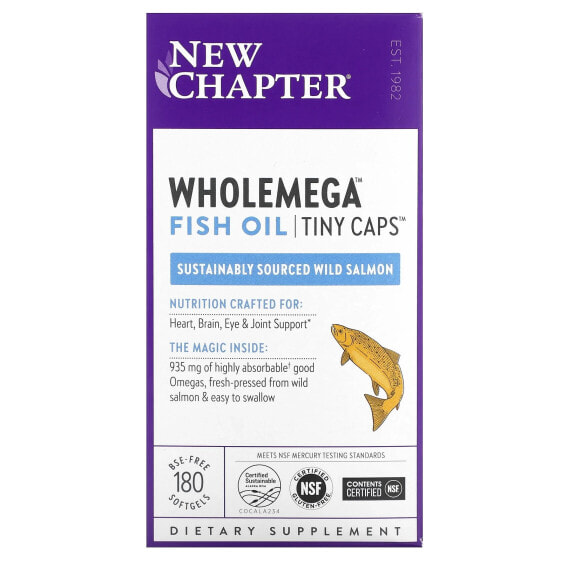 Wholemega Fish Oil, Tiny Caps , 180 Softgels