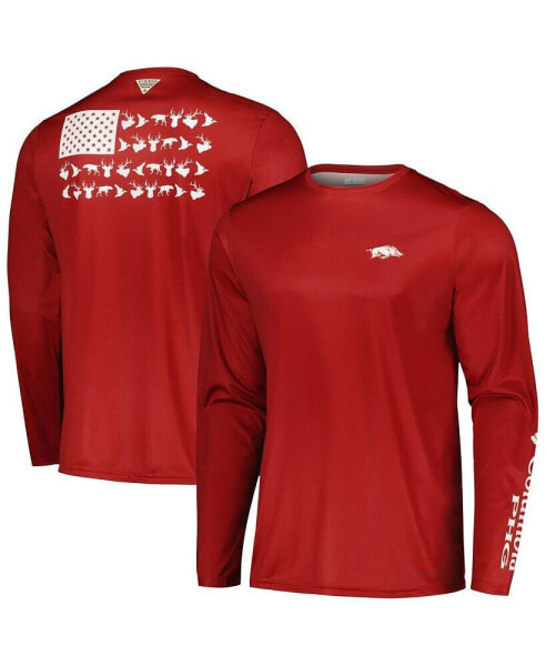 Men's Cardinal Arkansas Razorbacks Terminal Shot Omni-Shade Omni-Wick Long Sleeve T-shirt