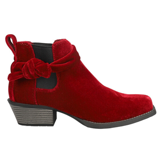 Justin Boots Chellie Velvet Pull On Booties Womens Red Casual Boots L9758