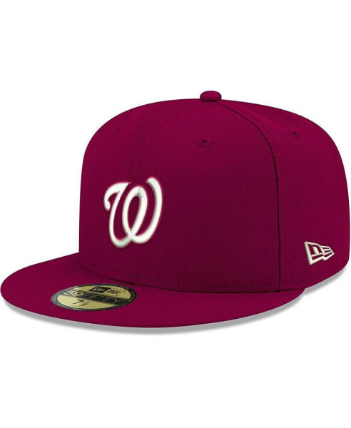 Men's Cardinal Washington Nationals Logo White 59FIFTY Fitted Hat