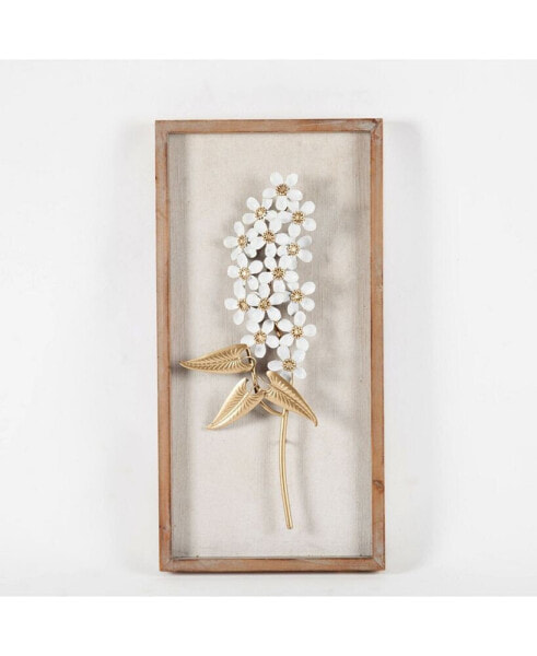 2 piece White and Gold Flower Bouquet Wall Plaque