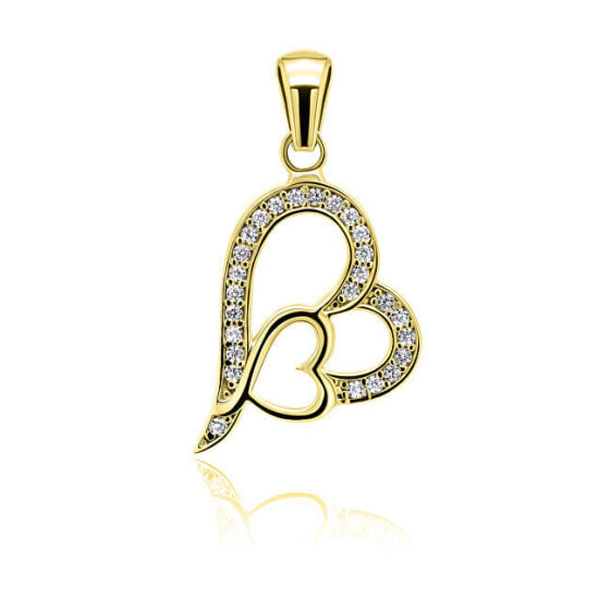 Charming gilded heart pendant with zircons PT10Y