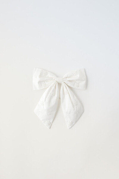 Hair tie with faux pearls and bow ZARA