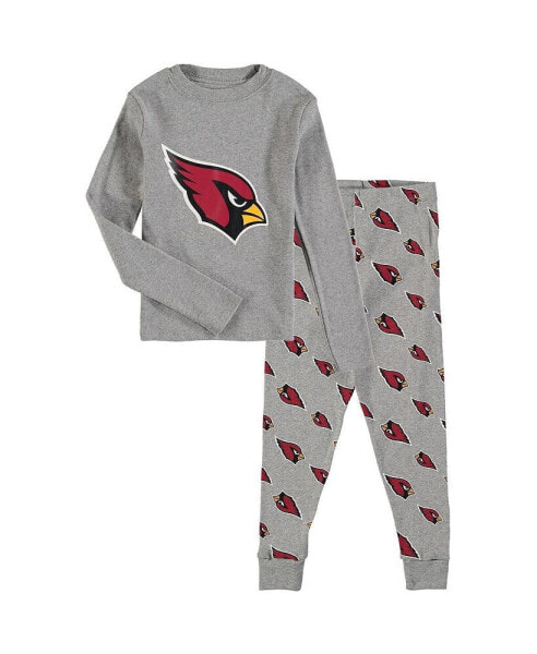 Big Boys Heathered Gray Arizona Cardinals Long Sleeve T-shirt and Pants Sleep Set