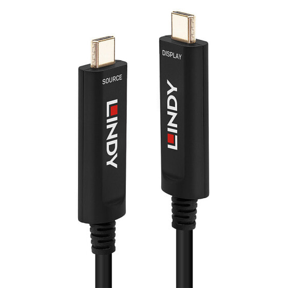 Lindy 30m Fibre Optic Hybrid USB Type C Cable - 30 m - USB C - USB C - Black
