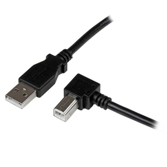 StarTech.com 1m USB 2.0 A to Right Angle B Cable - M/M - 1 m - USB A - USB B - USB 2.0 - Male/Male - Black
