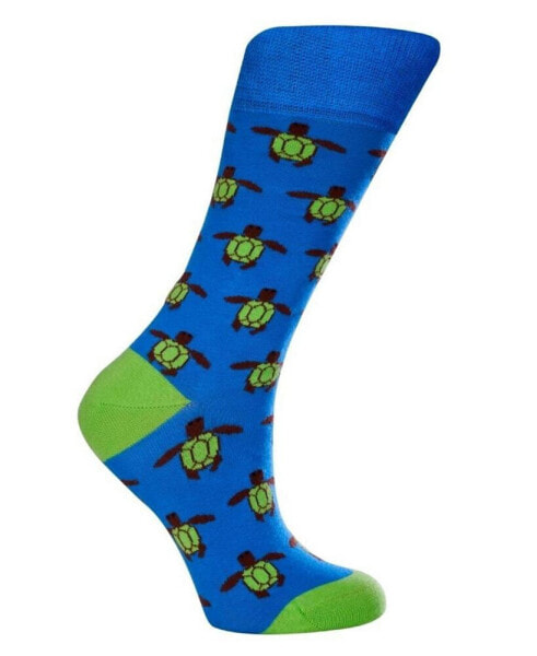 Women's Turtle W-Cotton Novelty Crew Socks with Seamless Toe Design, Pack of 1