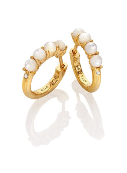 Beautiful gold-plated hoop earrings with diamonds and pearls Jac Jossa Soul DE727