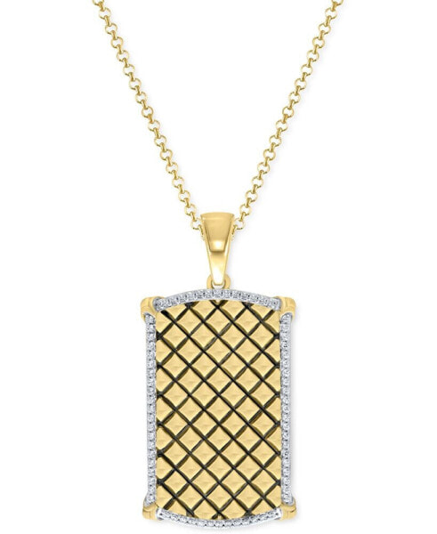 Men's Diamond Border Square Pattern Dog Tag 22" Pendant Necklace (1/2 ct. t.w.)