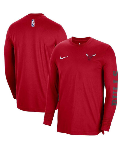 Men's and Women's Red Chicago Bulls 2023/24 Authentic Pregame Long Sleeve Shooting Shirt