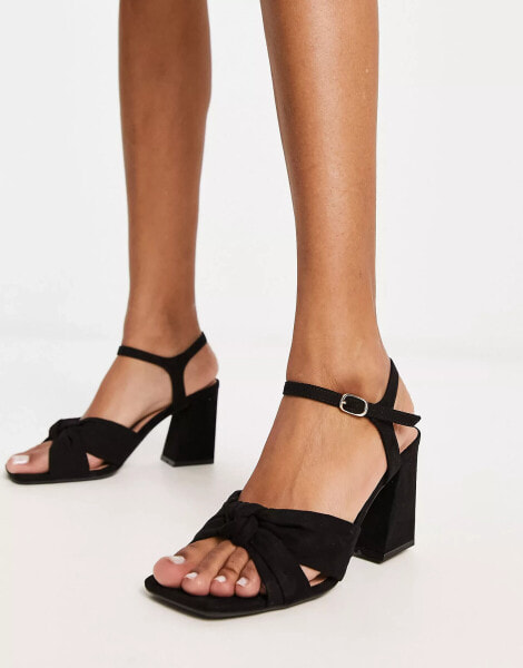 New Look knotted heeled sandal in black