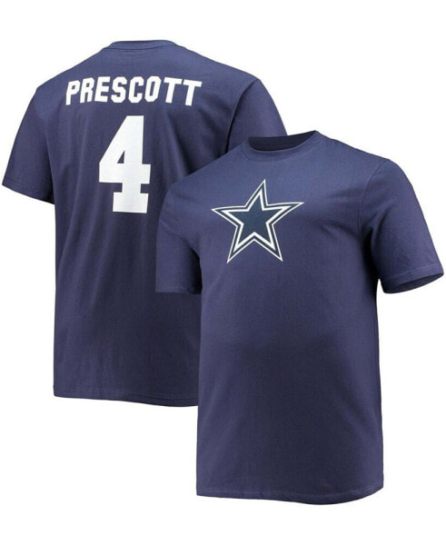 Men's Big and Tall Dak Prescott Navy Dallas Cowboys Player Name Number T-shirt