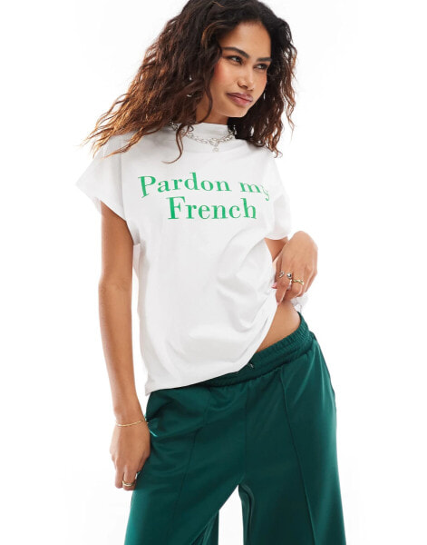 Noisy May t-shirt with French graphic in white