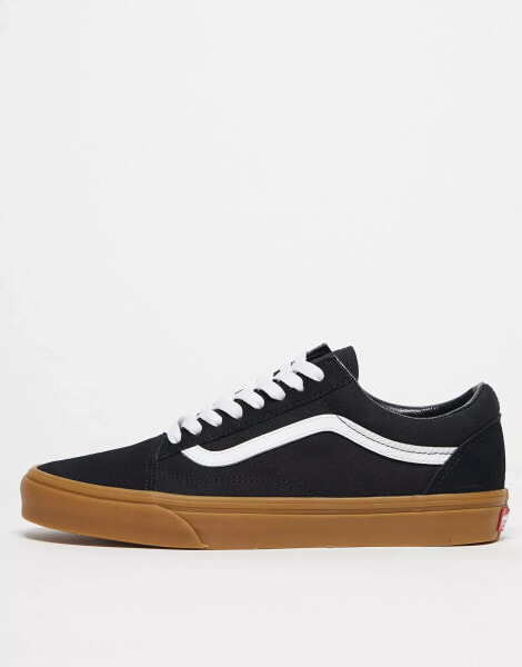 Vans Old Skool trainers in black with gum sole