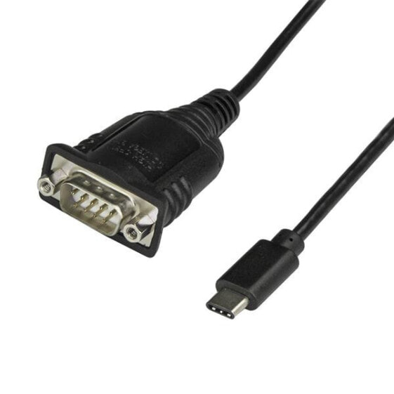 StarTech.com USB C to Serial Adapter Cable 16" (40cm) - USB Type C to RS232 (DB9) Converter Cable - USB-C Serial Cable for PLCs - Scanners - Printers - Male/Male - Windows/Mac/Linux - Black - 0.4 m - USB C - DB-9 - Male - Male