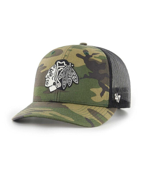 Men's Camo, Black Chicago Blackhawks Trucker Snapback Hat