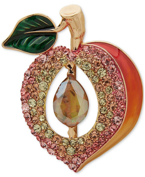 Gold-Tone Crystal Enamel Fruit Pin