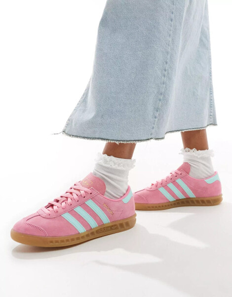 adidas Originals Hamburg trainers in pink and blue