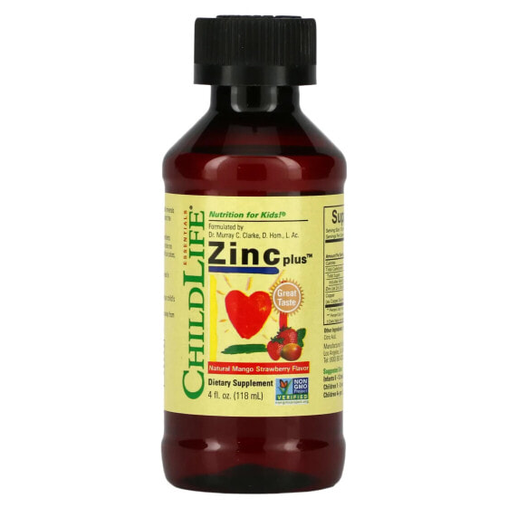 Витаминный цинковый комплекс Essentials, ChildLife Essentials, Натуральный Манго Клубника 4 ж. унц. (118 мл)