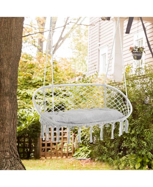 Boho Macrame Hammock Swing Chair Stylish, Comfortable, and Two-Seater