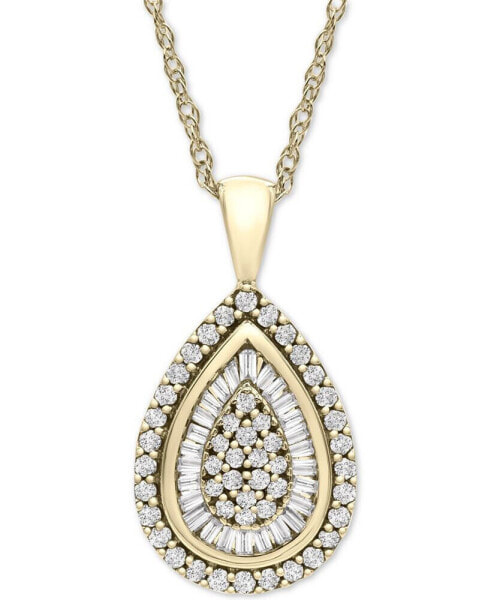 Diamond Teardrop Pendant Necklace (1/2 ct. t.w.) in 14k White, Yellow or Rose Gold, Created for Macy's