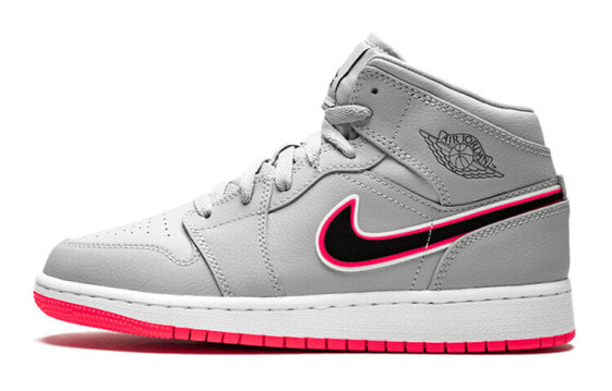 Кроссовки Jordan Air Jordan 1 Mid Wolf Grey Racer Pink Black GS 555112-060