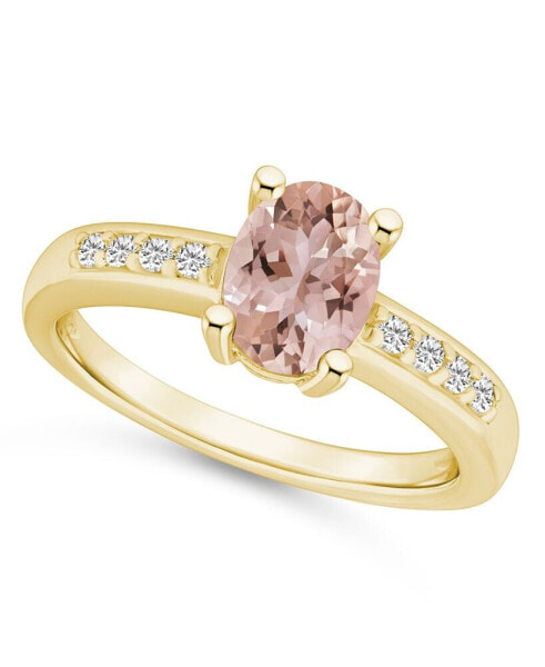 Morganite and Diamond Ring (1-1/7 ct.t.w and 1/8 ct.t.w) 14K Yellow Gold