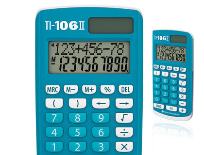 TI TI-106 II - Desktop - Basic - 28 digits - 2 lines - Battery/Solar - Turquoise,White