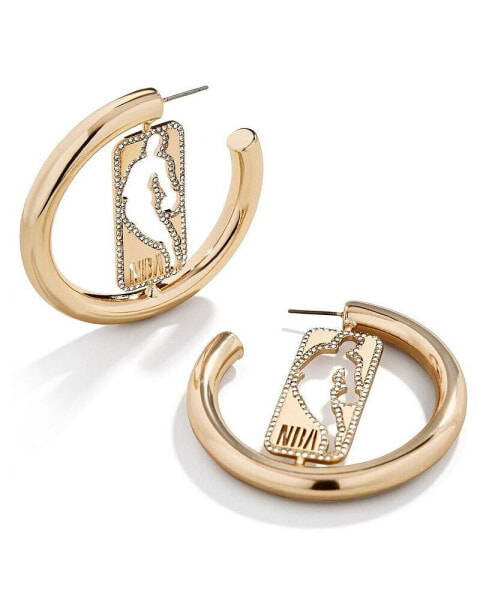 Women's NBA Gold Logo Hoop Earrings