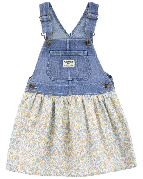 Baby Floral Print Denim Jumper Dress 3M