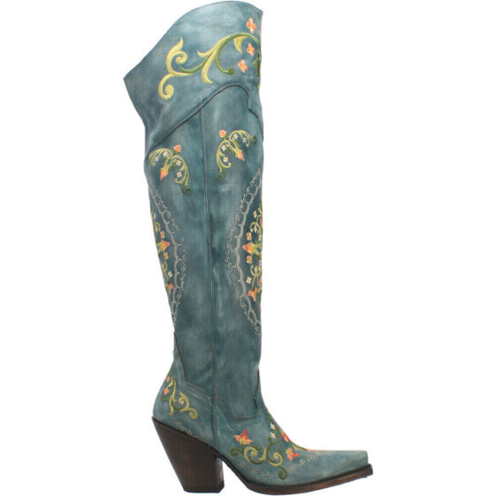 Dan Post Boots Flower Child Snip Toe Cowboy Womens Blue Dress Boots DP3271