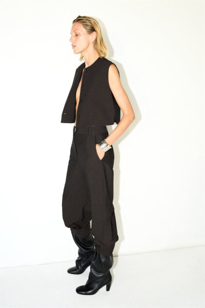 Zw collection trousers with tabs at the hems