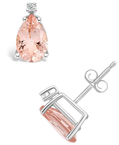 Morganite (1-3/8 ct. t.w.) and Diamond Accent Stud Earrings in 14K Yellow Gold or 14K White Gold