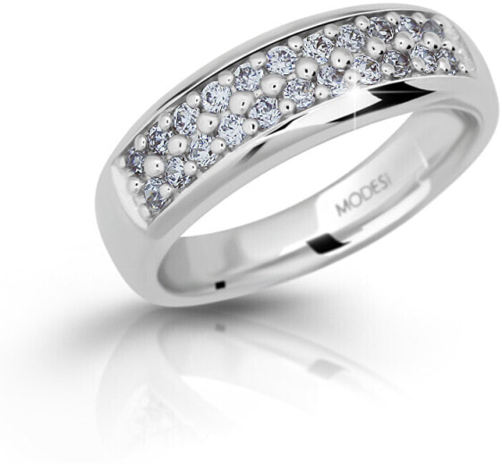 Shimmering silver ring with cubic zirconia M11083