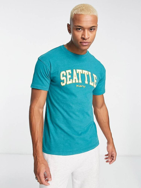Kavu Seattle collegiate chest print t-shirt in green