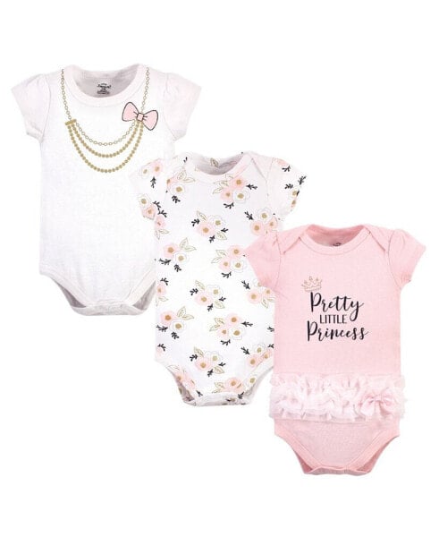 Baby Girl Cotton Bodysuits 3pk, Pretty Princess