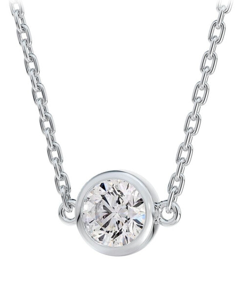 Diamond Bezel Pendant Necklace (1/5 ct. t.w.) in 14k White Gold, 16" + 2" extender