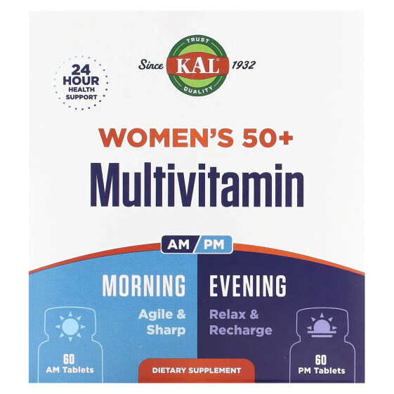 Витамины для женщин 50+ KAL, утро и вечер, 2 упаковки по 60 таблеток каждая
