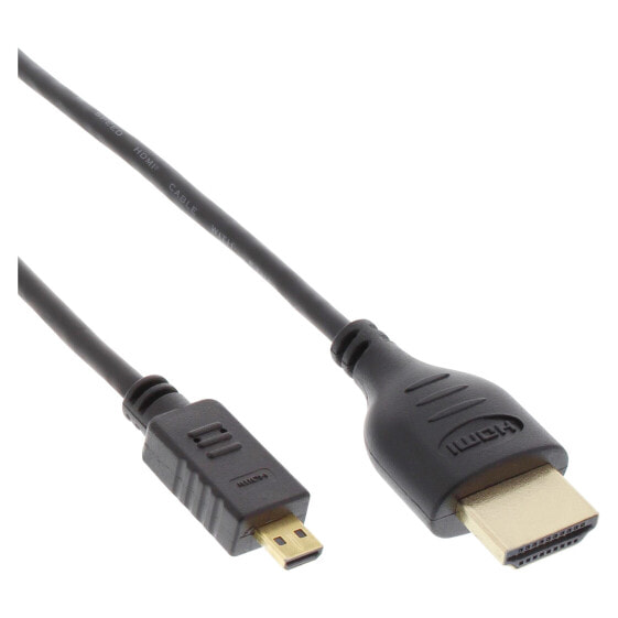InLine High Speed HDMI Cable with Ethernet - AM/DM - super slim - black/gold - 1.8m