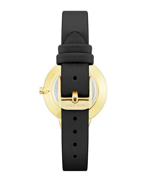 Часы и аксессуары Nine West Черные наручные часы с кожаным ремешком и цветочным узором, 38мм.
