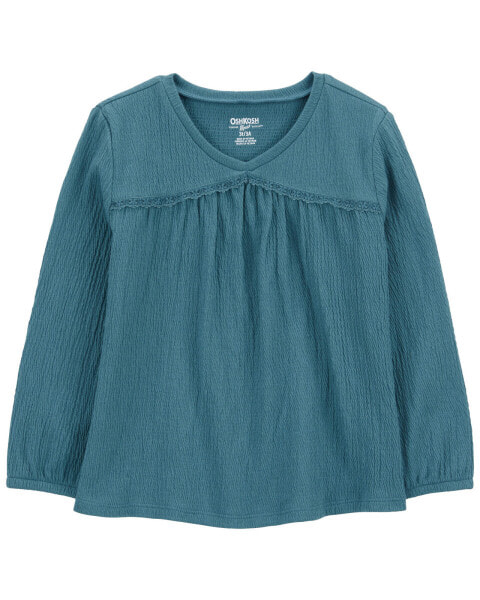 Toddler Crinkle Jersey Lace Top 4T