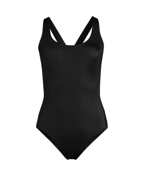 Plus Size Chlorine Resistant X-Back High Leg Soft Cup Tugless Sporty One Piece Swimsuit