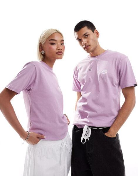 Vans checkerboard left chest logo short sleeve t-shirt in lavender