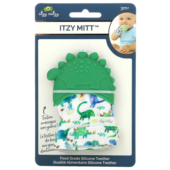 Itzy Mitt, Food Grade Silicone Teether, 3+ Months, Dino, 1 Teether