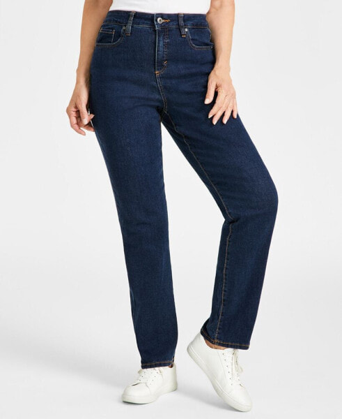 Women's Curvy Straight-Leg High Rise Jeans, Created for Macy's