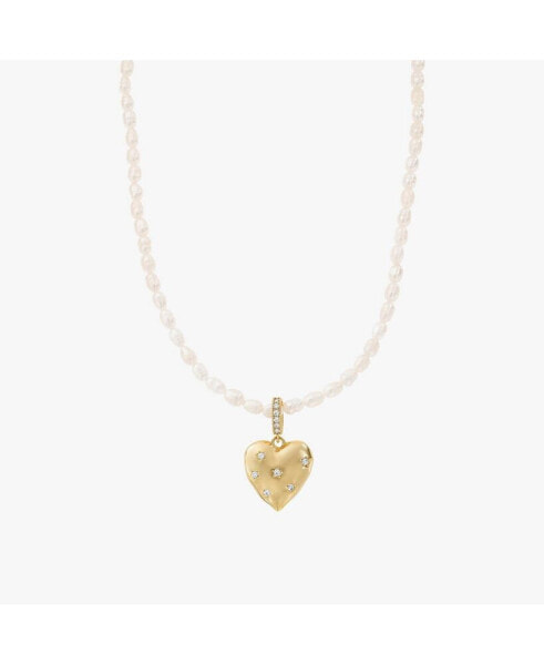 Gleam Cultured Pearl Necklace with Heart Shaped Charm Pendant