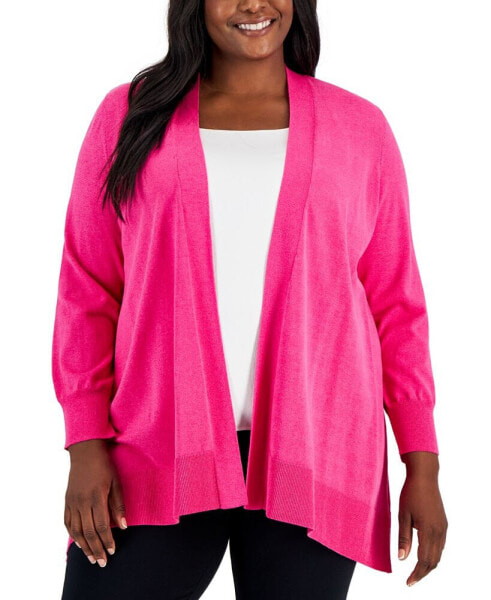 Plus Size Asymmetrical-Hem Cardigan