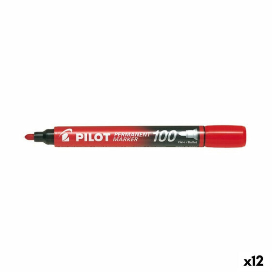 Красные фломастеры Pilot SCA-100 Конический 1 mm (12 штук)