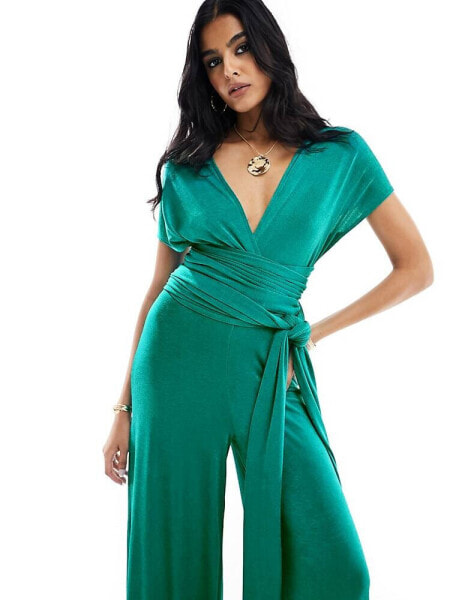 Style Cheat multiway wide leg jumpsuit in blue